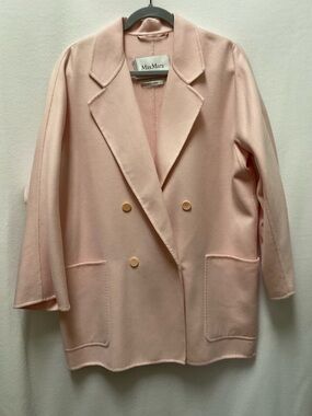 MaxMara Double-Breasted Blazer Jacket in Light Blush Pink